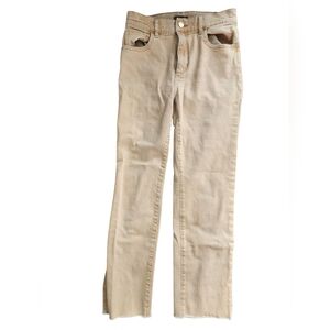 DL 1961 Cream Patti Straight High Rise Waist Raw Hem Jeans Size 25